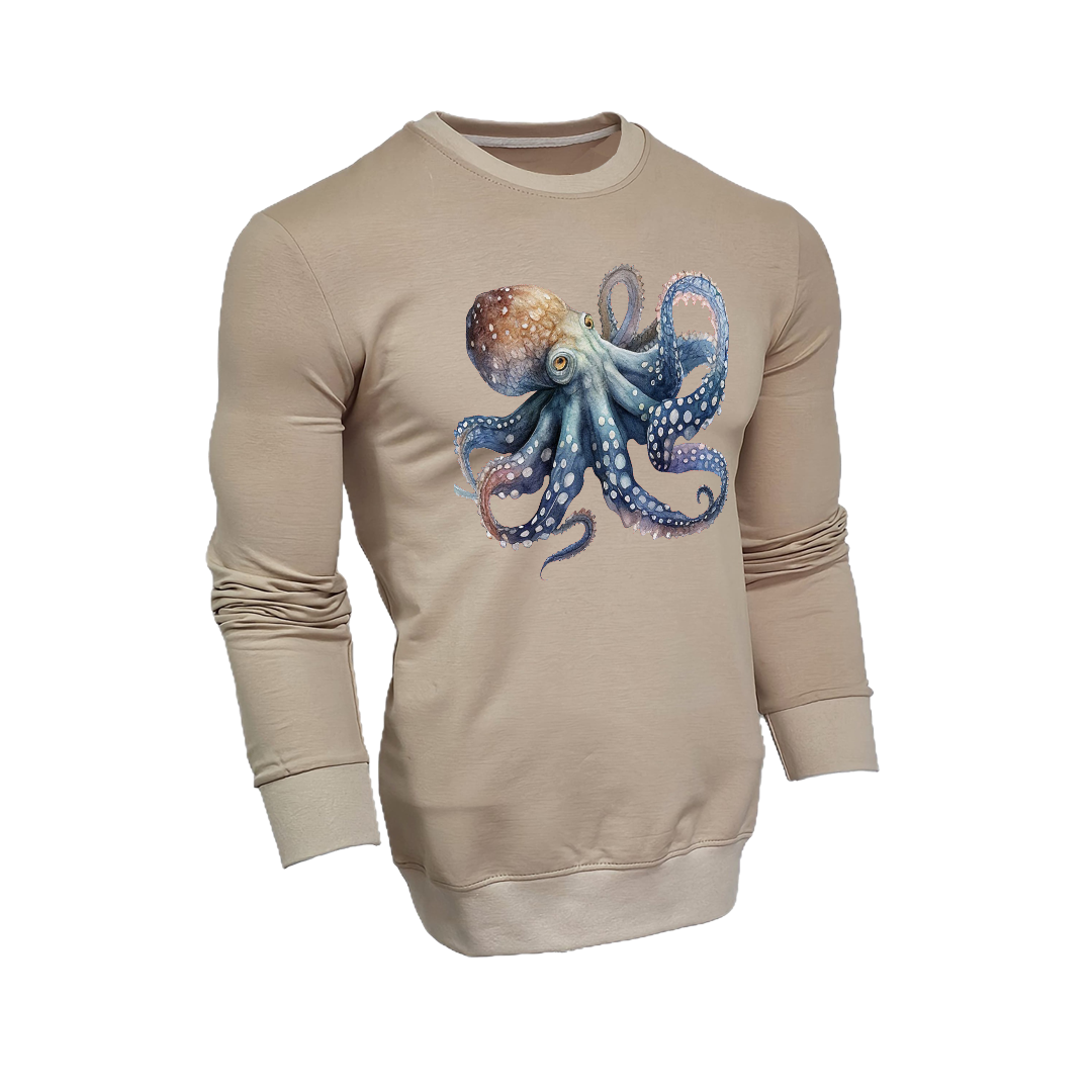 FFMİSTANBUL%20DIVER%20RENKLİ%20AHTAPOT%20BASKILI%20BEJ%20SWEATSHIRT