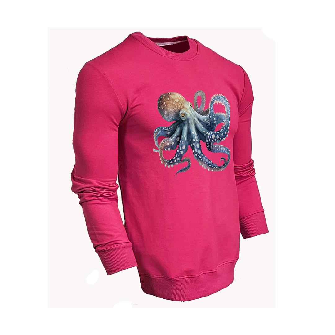 FFMİSTANBUL%20DIVER%20RENKLİ%20AHTAPOT%20BASKILI%20PEMBE%20SWEATSHIRT