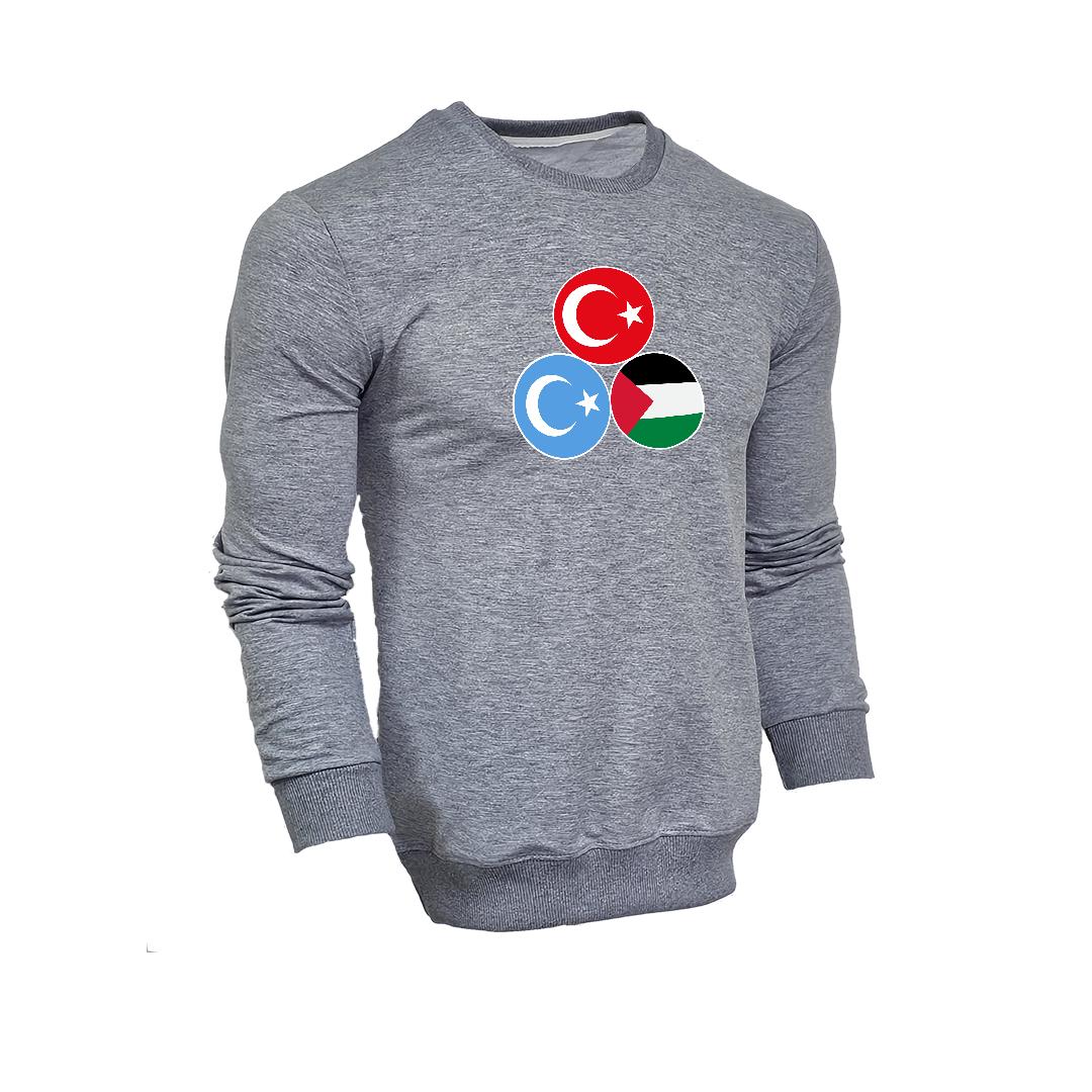 FFMİSTANBUL%202%20İPLİK%203%20BAYRAKLI%20GRİ%20SWEATSHIRT