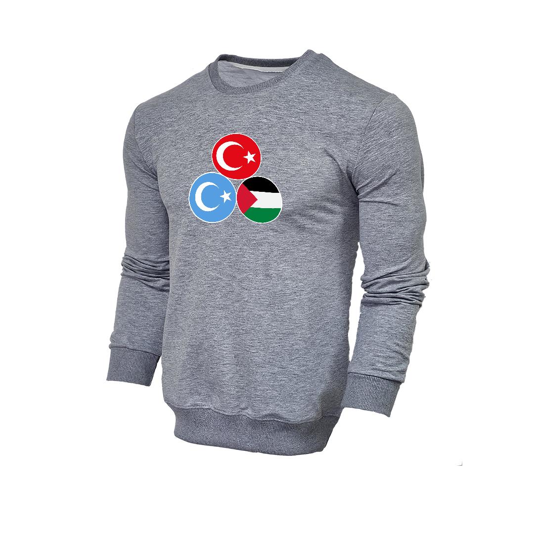 FFMİSTANBUL%202%20İPLİK%203%20BAYRAKLI%20GRİ%20SWEATSHIRT