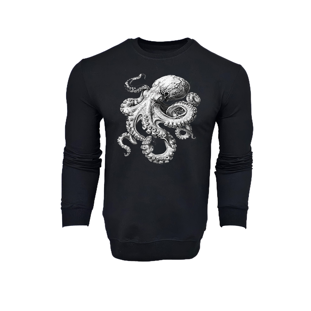 FFMİSTANBUL%20DIVER%20AHTAPOT%20BASKILI%202%20İPLİK%20SİYAH%20SWEARTSHIRT