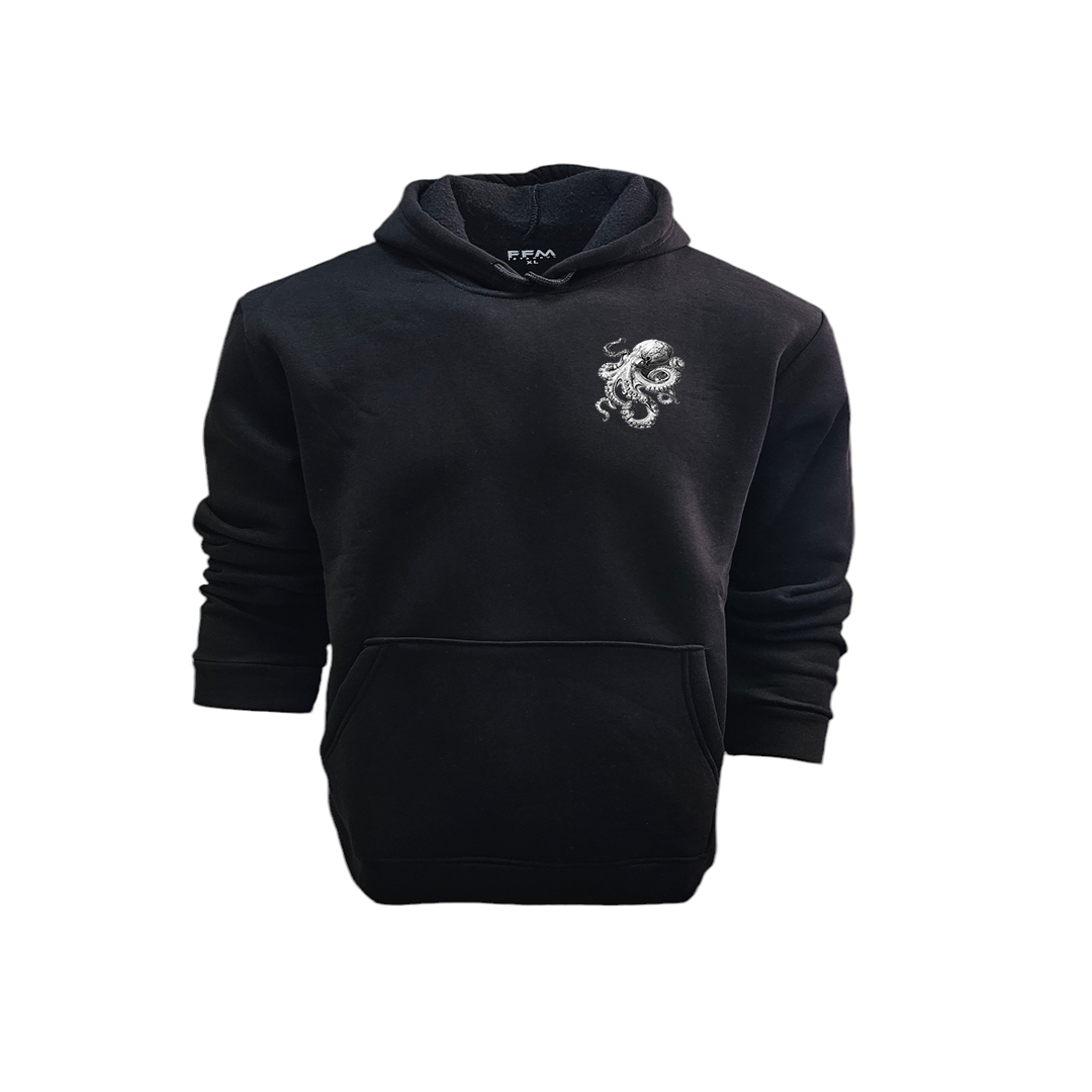 FFMİSTANBUL%20DIVER%20AHTAPOT%20BASKILI%203%20İPLİK%20KAPŞONLU%20SİYAH%20SWEATSHIRT