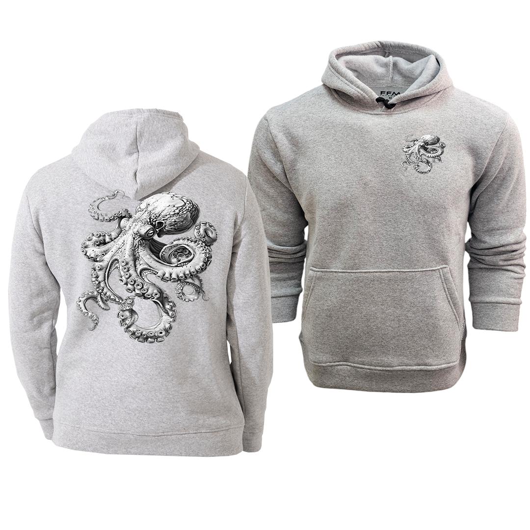 FFMİSTANBUL%20DIVER%20AHTAPOT%20BASKILI%203%20İPLİK%20KAPŞONLU%20GRİ%20SWEATSHIRT