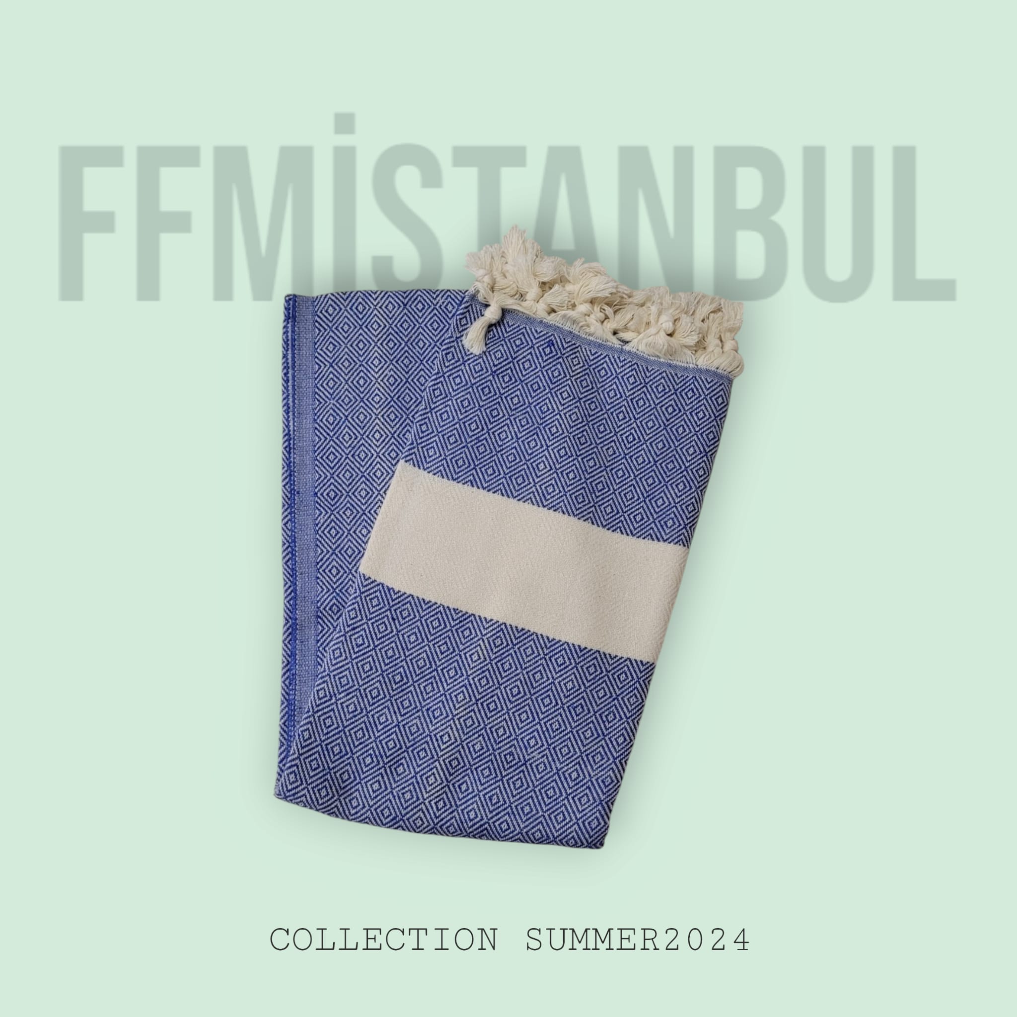 FFM%20İSTANBUL%20MAVİ%20ELMAS%20DESENLİ%20PEŞTEMAL