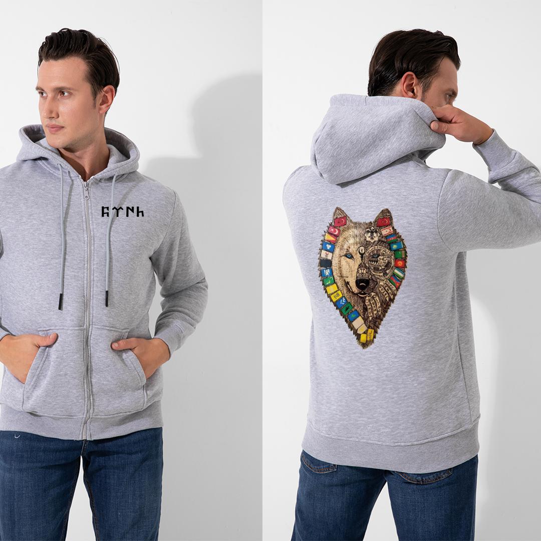 FFMİSTANBUL%20TURAN%20BOZKURT%20SIRT%20BASKILI%20GRİ%20FERMUARLI%20SWEATSHIRT