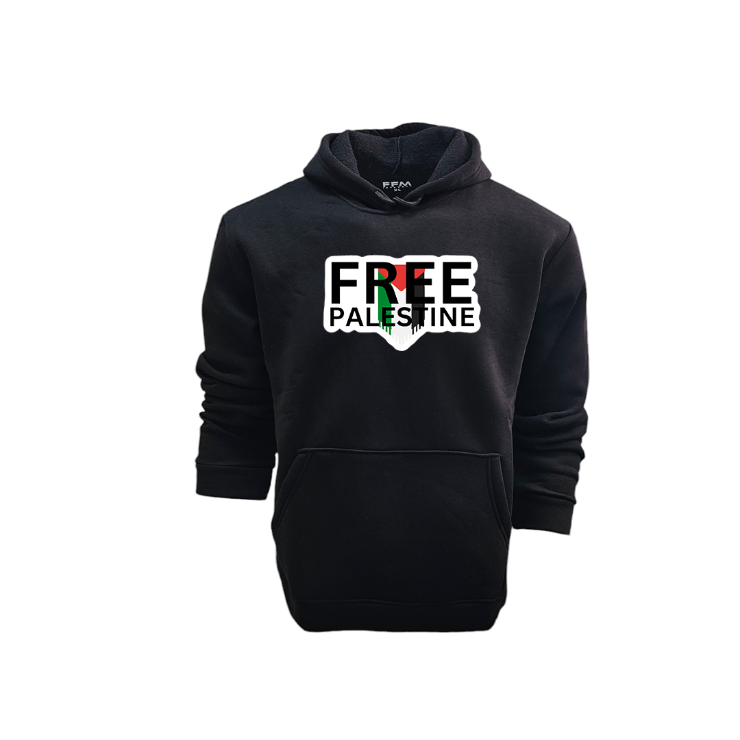 FFMİSTANBUL%20ÖZGÜR%20FİLİSTİN%20BASKILI%203%20İPLİK%20KAPŞONLU%20SİYAH%20SWEATSHIRT