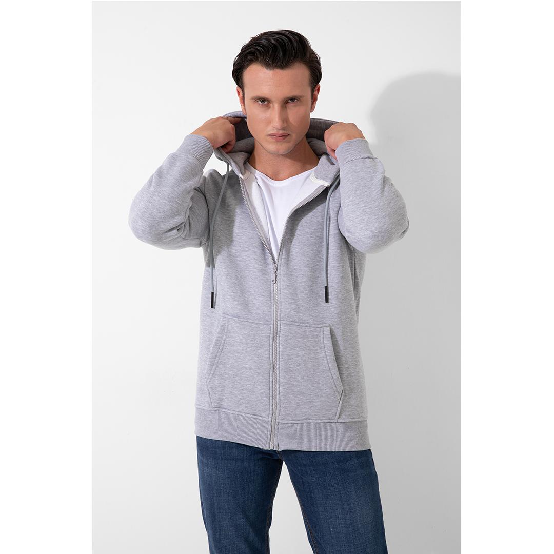 FFM%20İSTANBUL%203%20İPLİK%20KAPŞONLU%20FERMUARLI%20GRİ%20SWEATSHIRT