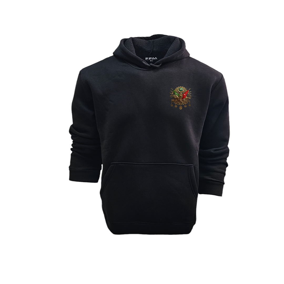 FFMİSTANBUL%20OSMANLI%20TUĞRASI%203%20İPLİK%20KAPŞONLU%20SİYAH%20SWEATSHIRT