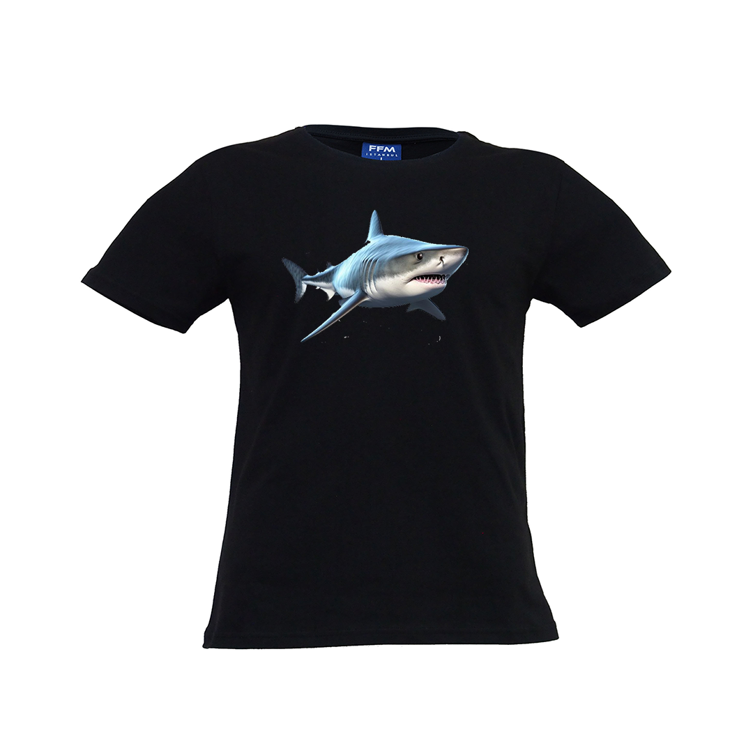 FFMİSTANBUL%20DIVER%20RENKLİ%20KÖPEKBALIĞI%20BASKILI%20SİYAH%20TSHIRT