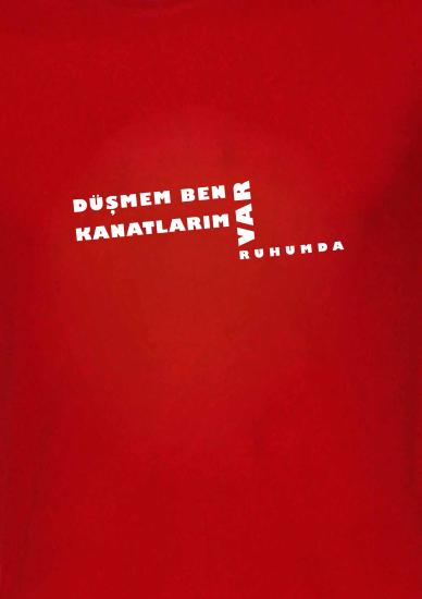 FFM İSTANBUL DÜŞMEM BEN KANATLARIM VAR RUHUMDA YAZILI BASIC T-SHIRT