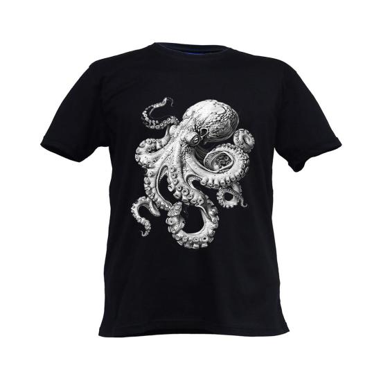 FFMİSTANBUL DIVER AHTAPOT BASKILI SİYAH TSHIRT