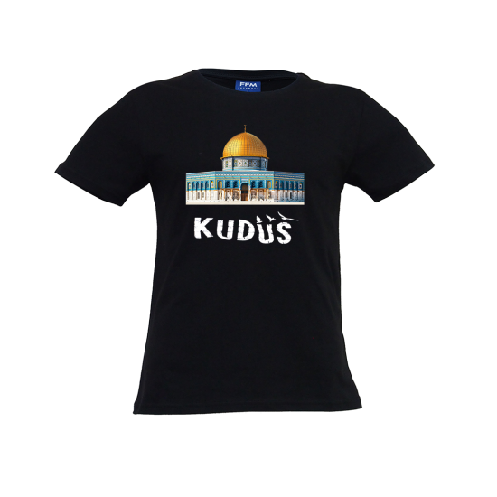 FFMİSTANBUL KUDÜS YAZILI  BASKILI SİYAH T-SHIRT