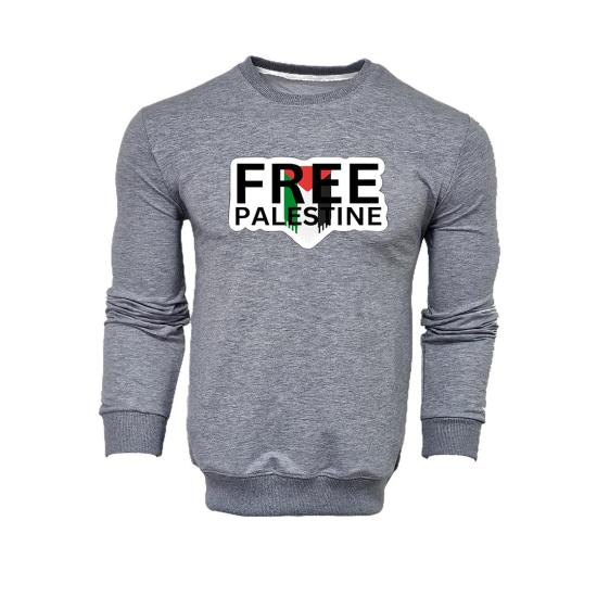 FFMİSTANBUL 2 İPLİK ÖZGÜR FİLİSTİN BASKILI GRİ SWEATSHIRT