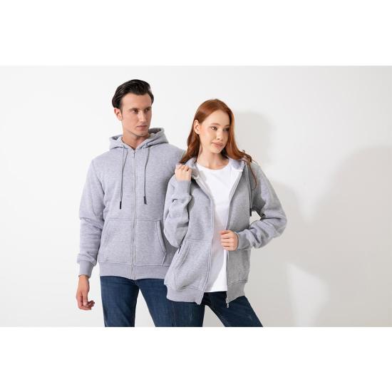 FFM İSTANBUL 3 İPLİK KAPŞONLU FERMUARLI GRİ SWEATSHIRT