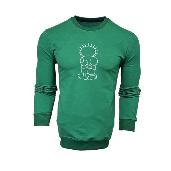 FFMİSTANBUL HANZALA KARİKATÜR BASKILI 2 İPLİK YEŞİL SWEATSHIRT