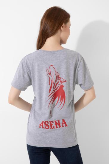 A&B FASHION DESIGN ASENA BASKILI GRİ TSHIRT