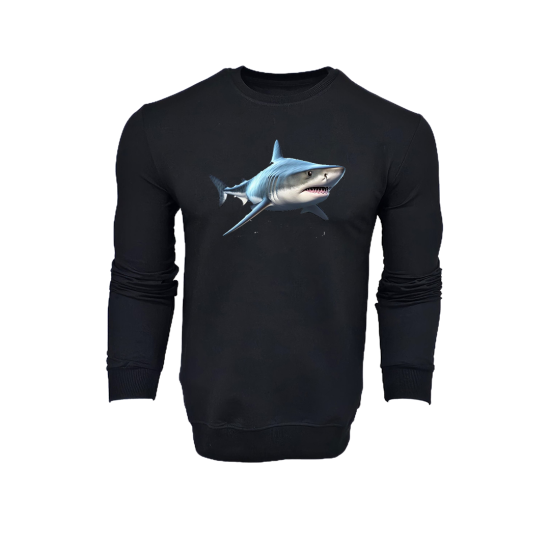 FFMİSTANBUL DIVER RENKLİ KÖPEKBALIĞI BASKILI SİYAH SWEATSHIRT