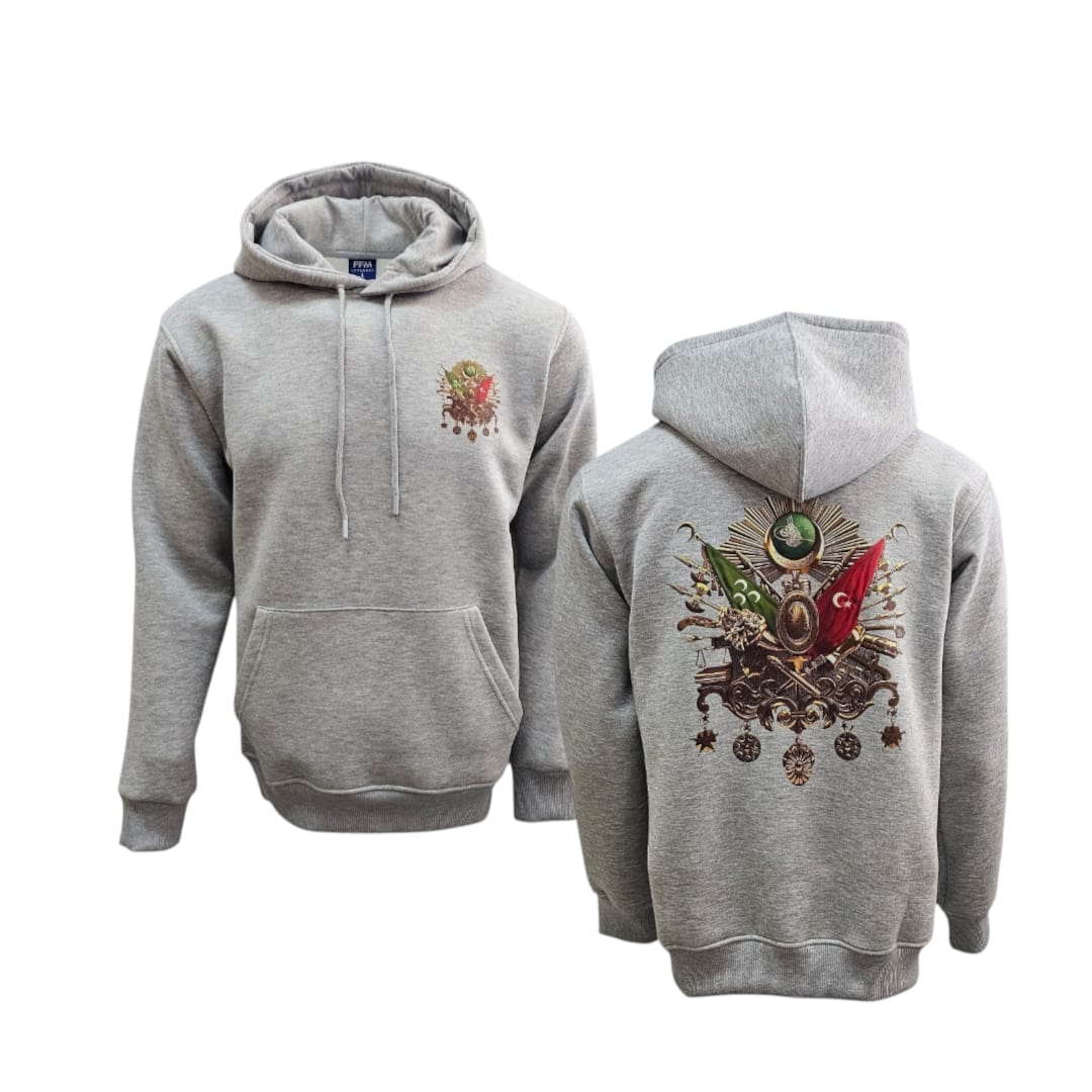 FFMİSTANBUL%20OSMANLI%20TUĞRASI%203%20İPLİK%20KAPŞONLU%20GRİ%20SWEATSHIRT